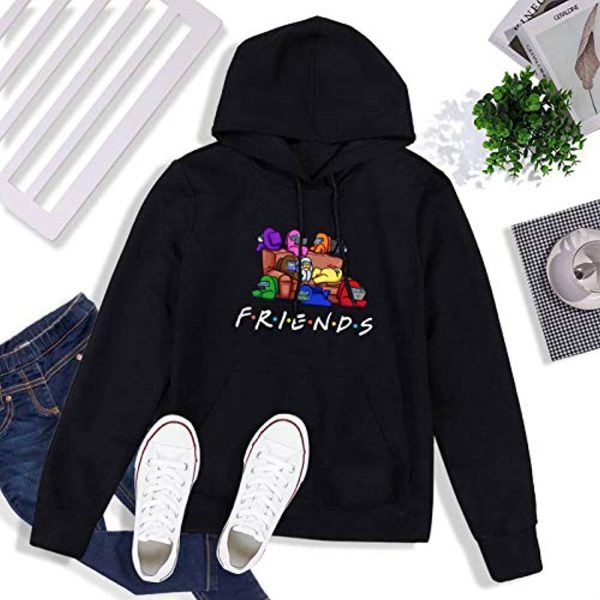 Video Game Among Us Hoodie - 3D Print Black F.R.I.E.N.D.S Drawstring Pullover Hoodie
