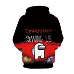 Video Game Among Us Hoodie - 3D Print Black Impostor Among Us Drawstring Pullover Sweatshirt with Pocket