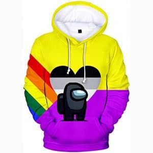 Video Game Among Us Hoodie - 3D Print Bright Yellow Drawstring Pullover Sweater with Pocket