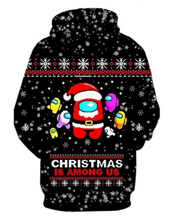 Video Game Among Us Hoodie - 3D Print Christmas Snowflake Among Us Drawstring Pullover Hoodie