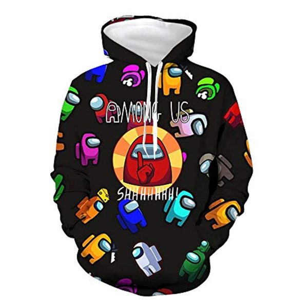 Video Game Among Us Hoodie -  3D Print Colorful Shhhhh Casual Pullover Drawstring Hoodie
