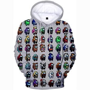 Video Game Among Us Hoodie - 3D Print Drawstring Pullover Sweater with Pocket