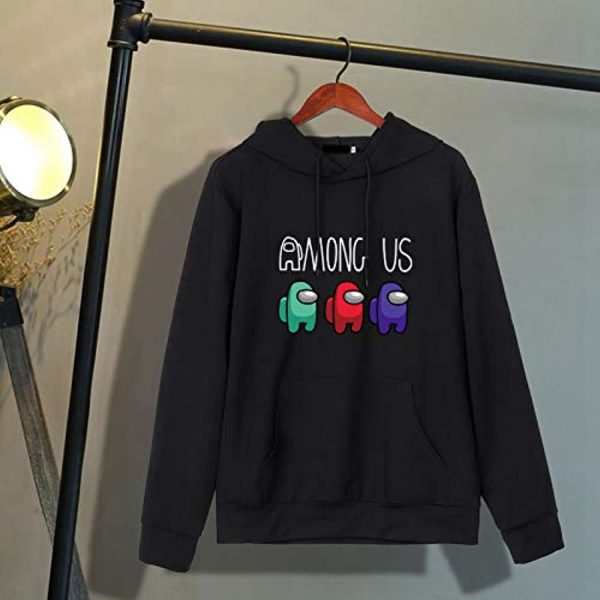 Video Game Among Us Hoodie - 3D Print Funny Black Drawstring Pullover Hoodie