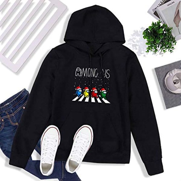 Video Game Among Us Hoodie - 3D Print Funny Black Drawstring Pullover Hoodie