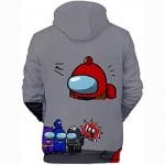 Video Game Among Us Hoodie - 3D Print Gray Drawstring Pullover Sweater with Pocket