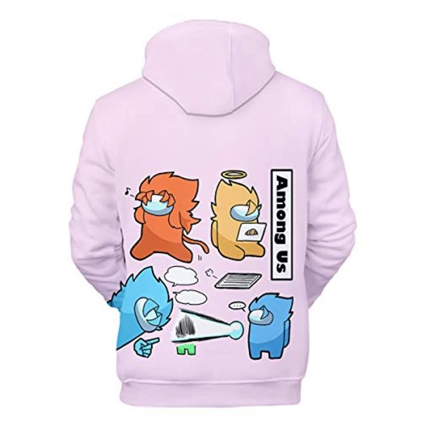 Video Game Among Us Hoodie - 3D Print Light Pink Drawstring Pullover Hoodie