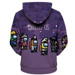 Video Game Among Us Hoodie - 3D Print Purple Drawstring Pullover Sweatshirt with Pocket