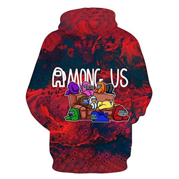 Video Game Among Us Hoodie -  3D Print Red Casual Pullover Drawstring Hoodie