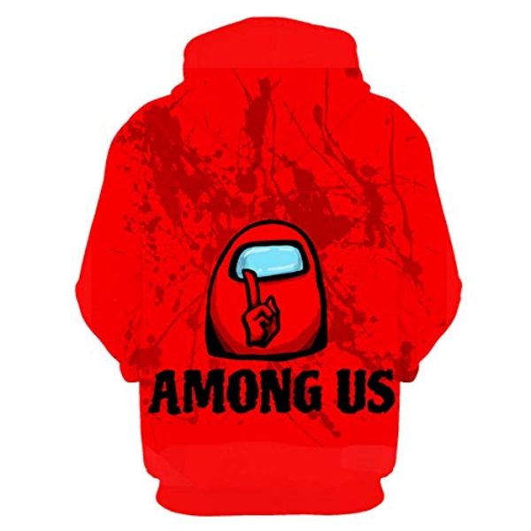 Video Game Among Us Hoodie - 3D Print Red String Pullover Hoodie