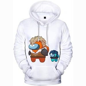 Video Game Among Us Hoodie - 3D Print White Funny Drawstring Pullover Sweater with Pocket