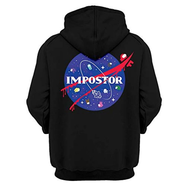 Video Game Among Us Hoodie - Black Impostor String Pullover Hoodie