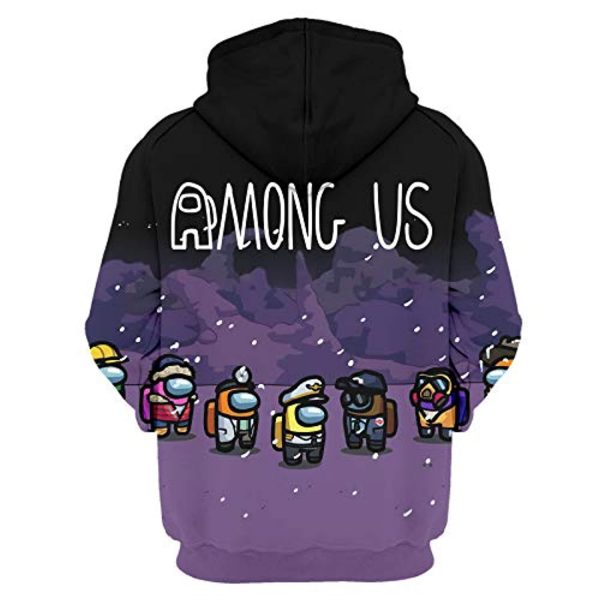 Video Game Among Us Hoodie - Cute 3D Print Purple String Pullover Hoodie