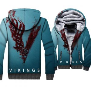 Vikings Jackets - Vikings Series Vikings Sign Icon Super Cool Blue 3D Fleece Jacket