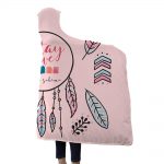 Watercolor Hooded Blankets - Watercolor Series Charming Feather Icon Pink Fleece Hooded Blanket