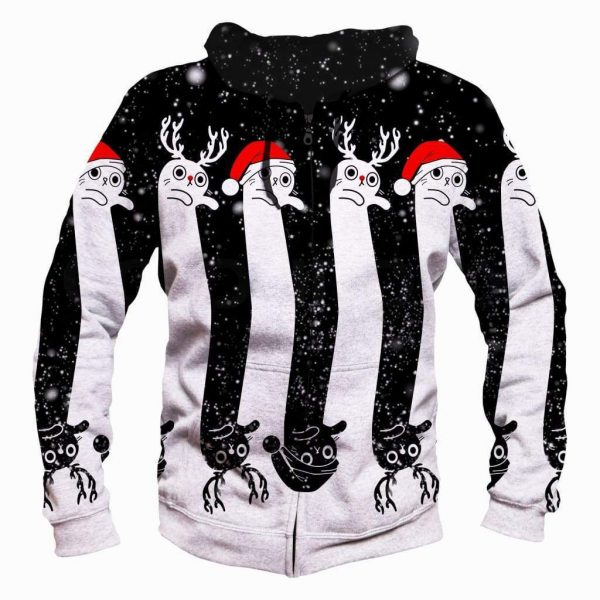 Winter Christmas Deer Hoodies - Pullover Black Hoodie