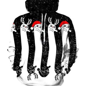 Winter Christmas Deer Hoodies - Pullover Black Hoodie
