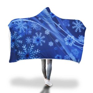 Winter Hooded Blanket - Big Snowflake Blue Blanket