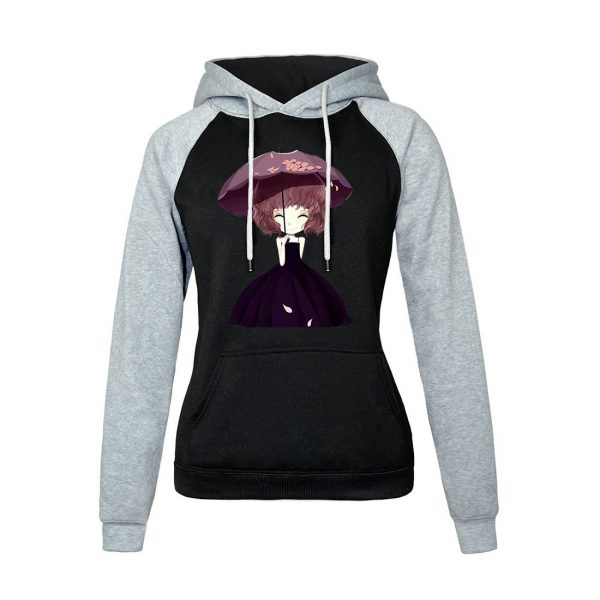 Women Hoodies - Women Hoodie Series Cute Girl Umbrella Fleece Hoodie