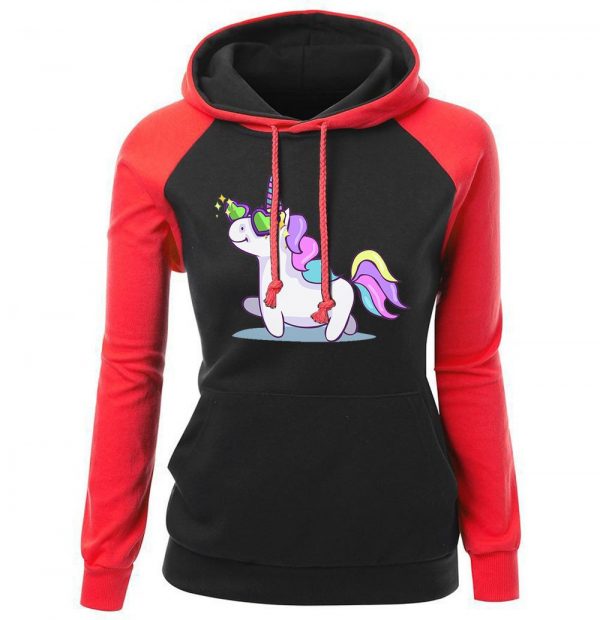 Women Hoodies - Women Hoodie Series Cute Rainbow Unicorn Fleece Hoodie