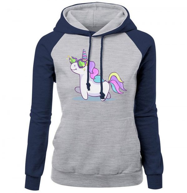 Women Hoodies - Women Hoodie Series Cute Rainbow Unicorn Fleece Hoodie