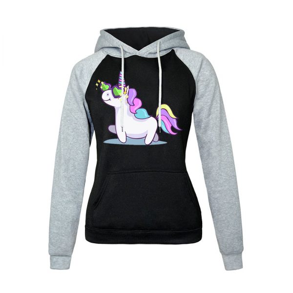 Women Hoodies - Women Hoodie Series Cute Rainbow Unicorn Fleece Hoodie