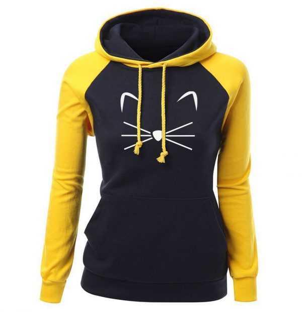 Women Hoodies - Women Hoodie Series Pet Cat Beard Super Cute Fleece Hoodie