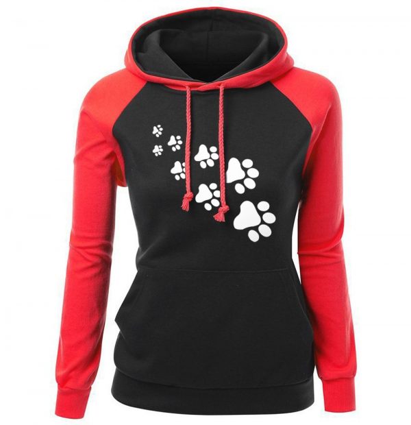 Women Hoodies - Women Hoodie Series Pet Footprint Super Cute Fleece Hoodie