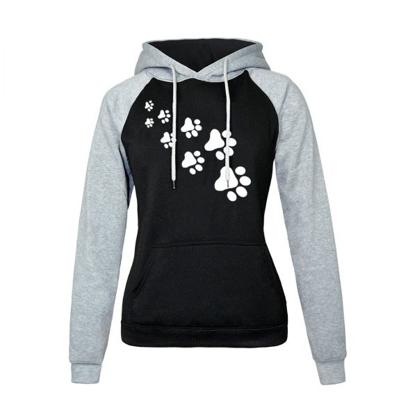 Women Hoodies - Women Hoodie Series Pet Footprint Super Cute Fleece Hoodie
