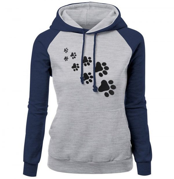 Women Hoodies - Women Hoodie Series Pet Footprint Super Cute Fleece Hoodie
