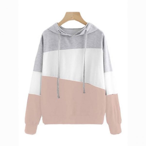Women's Color Block Hoodie - Casual Patchwork Pullover