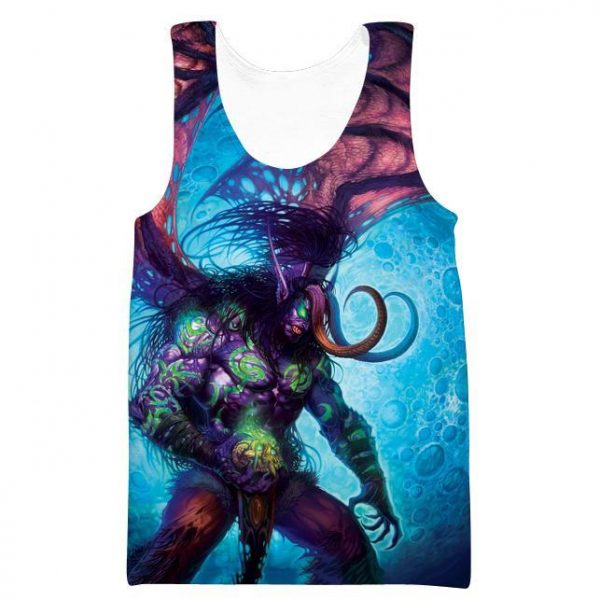 World of Warcraft Demon Illidan Hoodies  -  Pullover Blue-Red Hoodie