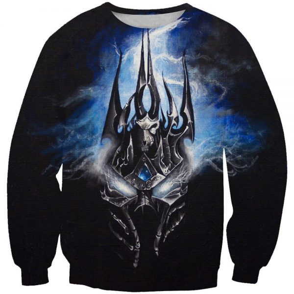 World of Warcraft Lich King Arthas Hoodies - Pullover Portrai Black Hoodie