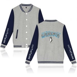 XXXTentacion Baseball Jackets - Solid Color Popular Rapper XXXTentacion ASPECTS Icon Baseball Jacket