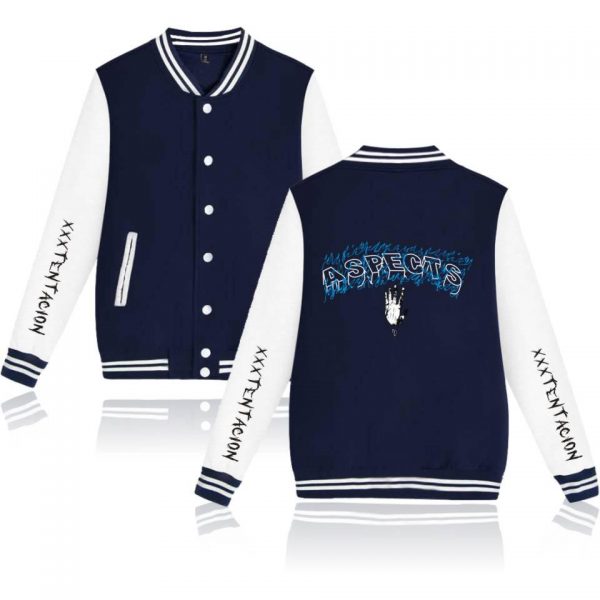 XXXTentacion Baseball Jackets - Solid Color Popular Rapper XXXTentacion ASPECTS Icon Baseball Jacket