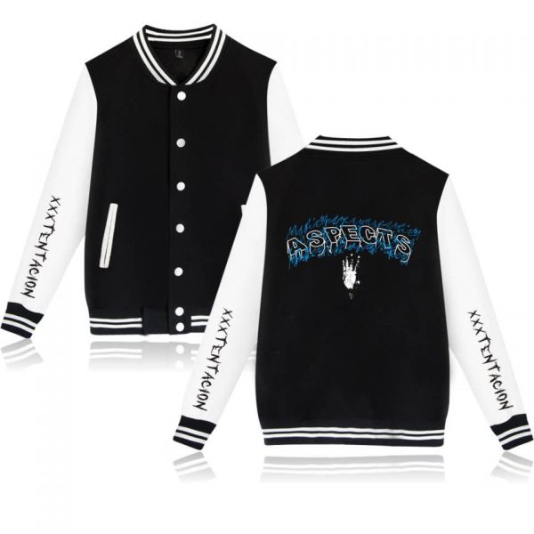 XXXTentacion Baseball Jackets - Solid Color Popular Rapper XXXTentacion ASPECTS Icon Baseball Jacket
