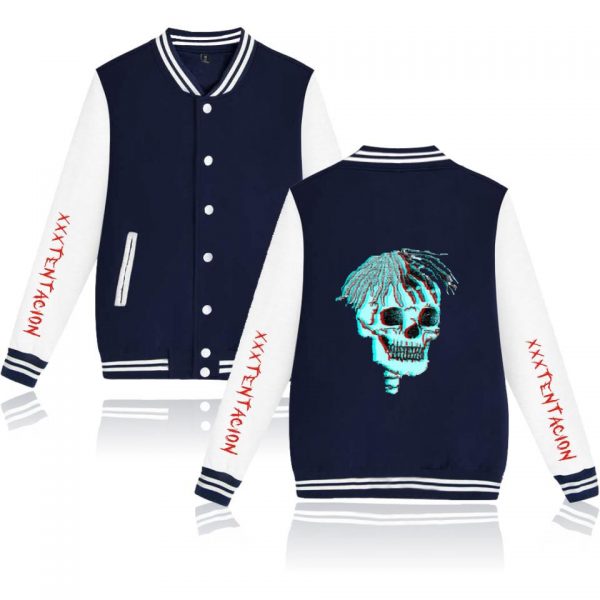 XXXTentacion Baseball Jackets - Solid Color Popular Rapper XXXTentacion Baseball Jacket