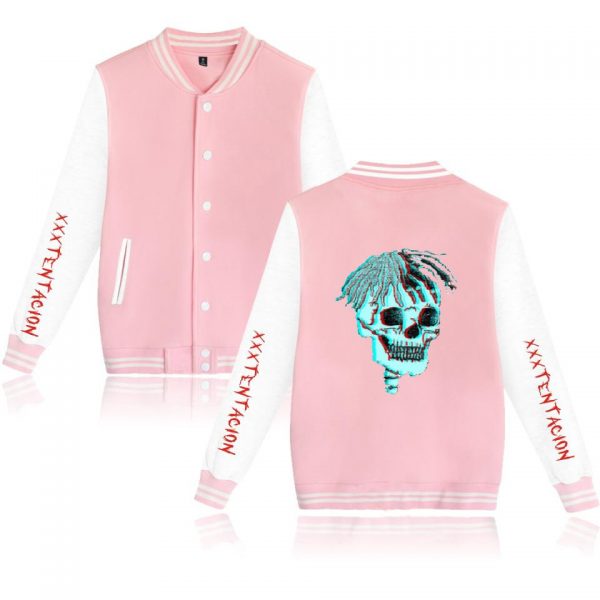 XXXTentacion Baseball Jackets - Solid Color Popular Rapper XXXTentacion Baseball Jacket