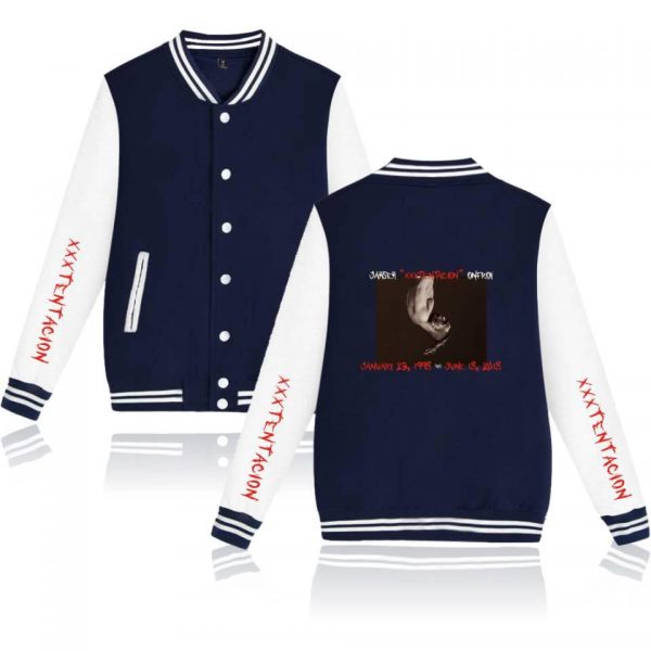 XXXTentacion Baseball Jackets - Solid Color Popular Rapper XXXTentacion Commemorate Icon Baseball Jacket