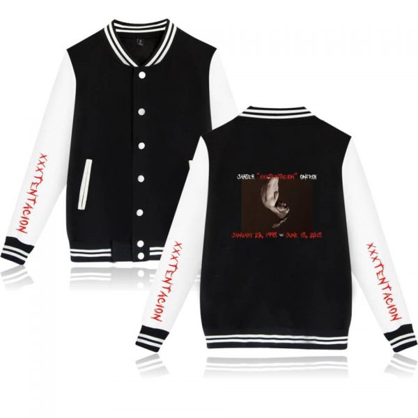 XXXTentacion Baseball Jackets - Solid Color Popular Rapper XXXTentacion Commemorate Icon Baseball Jacket