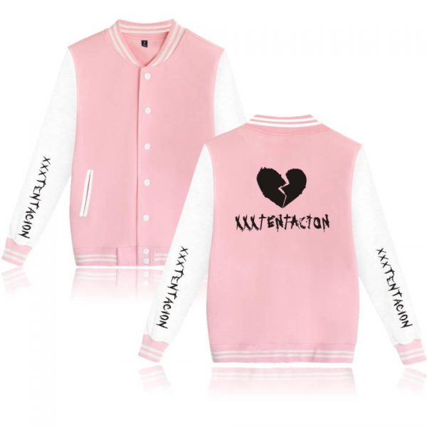 XXXTentacion Baseball Jackets - Solid Color Popular Rapper XXXTentacion Heartbreak Icon Baseball Jacket