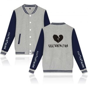 XXXTentacion Baseball Jackets - Solid Color Popular Rapper XXXTentacion Heartbreak Icon Baseball Jacket