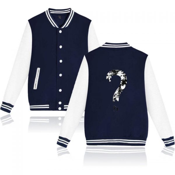 XXXTentacion Baseball Jackets - Solid Color Popular Rapper XXXTentacion Question Mark Icon Baseball Jacket