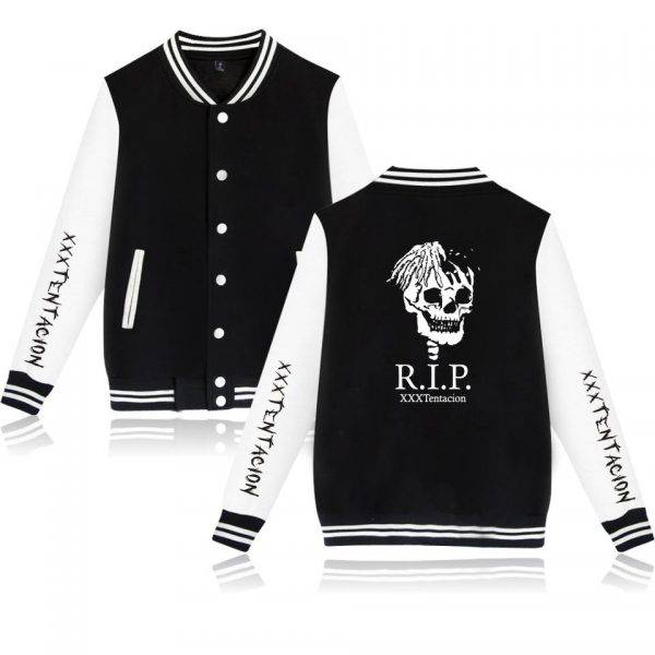 XXXTentacion Baseball Jackets - Solid Color Popular Rapper XXXTentacion RIP Icon Baseball Jacket