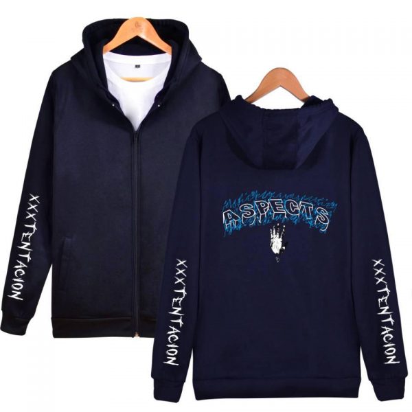 XXXTentacion Hoodies - Solid Color Popular Rapper XXXTentacion ASPECTS Icon Zip Up Hoodie