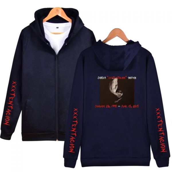 XXXTentacion Hoodies - Solid Color Popular Rapper XXXTentacion Commemorate Icon Zip Up Hoodie