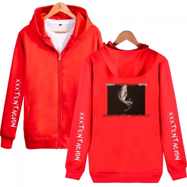XXXTentacion Hoodies - Solid Color Popular Rapper XXXTentacion Commemorate Icon Zip Up Hoodie