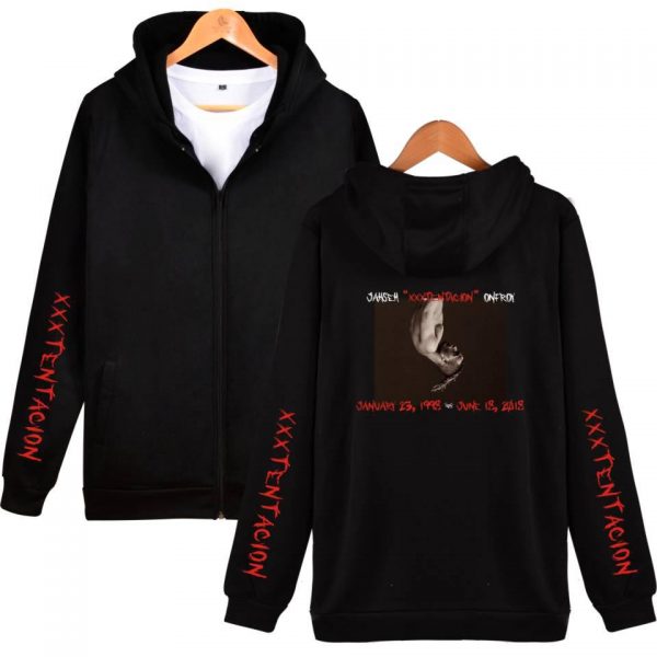 XXXTentacion Hoodies - Solid Color Popular Rapper XXXTentacion Commemorate Icon Zip Up Hoodie