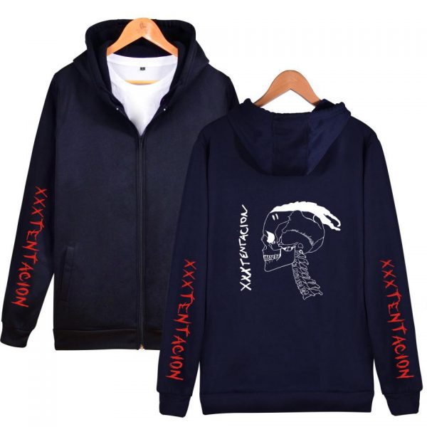 XXXTentacion Hoodies - Solid Color Popular Rapper XXXTentacion Commemorative Shirt Icon Zip Up Hoodie