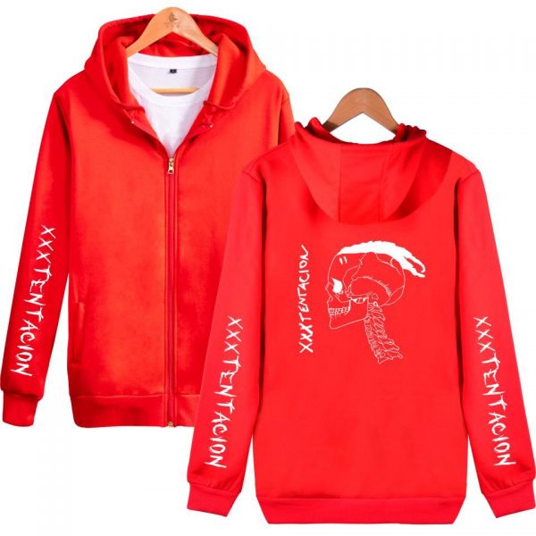 XXXTentacion Hoodies - Solid Color Popular Rapper XXXTentacion Commemorative Shirt Icon Zip Up Hoodie