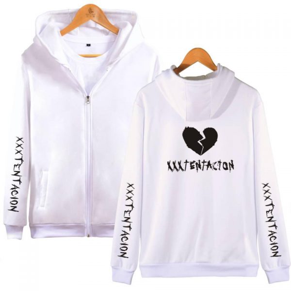 XXXTentacion Hoodies - Solid Color Popular Rapper XXXTentacion Heartbreak Icon Zip Up Hoodie